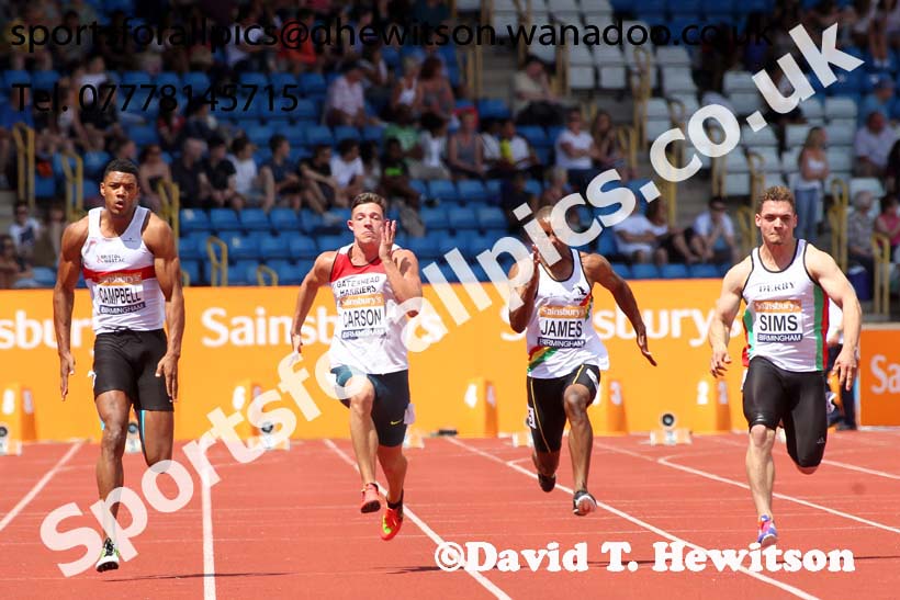 Mens 100 metres, Sainsbury's British Champs, Alexander Stadium, Birmingham. Photo: David T. Hewitson/Sprts for All Pics